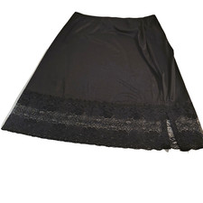 NWT Vanity Fair Radiant Lace Trim Half Slip 11047 XL 22" Black Smoothing Fit
