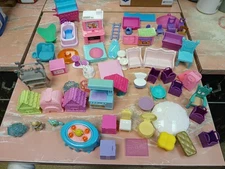 50pc Large Lot Plastic Dollhouse Furniture For Dora Shopkins & Mixed Brands