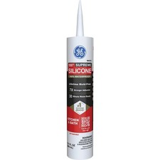 GE Supreme Silicone Kitchen  Bath Sealant, White, 10.1 Oz. Cartridge Pack of