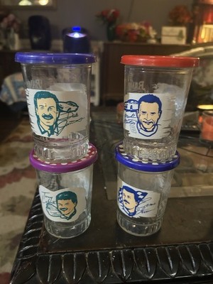 4 BAMA  Driver  Collectible Jelly Jars, Martin, Labonte, Jarrett, Irvin W/Lids 