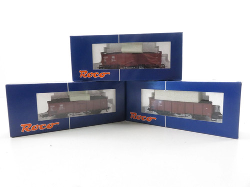 (GUM253) Roco 66074 3er-Set Nr.1 offene Güterwagen der DB, DC, H0, OVP | Zustand: Gebraucht