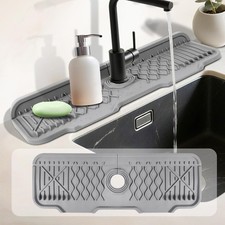 17 Inch Faucet Mat For Kitchen Sink Splash Guard Behind Faucet,  5 Slope Fast