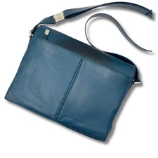 Dior Homme Shoulder Bag Blue Leather Flap Messenger A4 Size Italy Made NNCo22