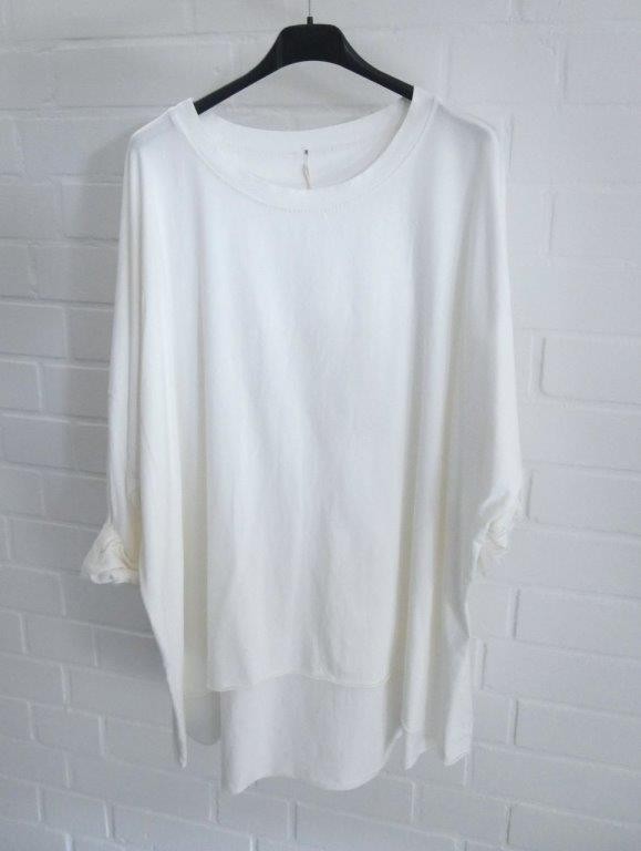 Damen Plussize Shirt Rundhals langarm uni mit Baumwolle Onesize 38 - 48 2426 LA