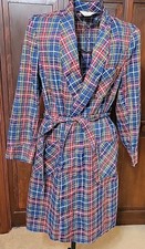 Vtg Mens Sea Island Lounge Wear Plaid Treasurobe Light Cotton Blend Robe Sz M