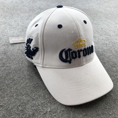 Corona Hat Cap Strap Back Mens One Size White Blue Beer Advertising Calhoun