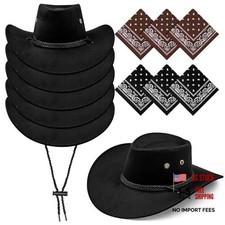 12 Pack Cowboy Hat Bulk, Wide Brim Western Cowboy Hat Faux Suede Fedora Party