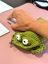 Handmade Crochet Frog Plush Stuffed Animal Wrist Support Small 6-14 in, Ages 3-7