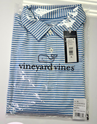 Vineyard Vines Striped Winstead Sankaty Polo - XL - Blue & White Mens Shirt