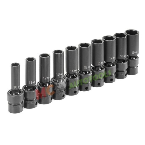 10 Pc Universal Swivel Deep Impact Socket MM(METRIC) PRO Radius Set 3/8" Drive - 第 2/2 張圖片