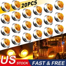 20X Round 3/4"Bullet Side Marker Truck Trailer LED Light w/ Stainless Base Amber