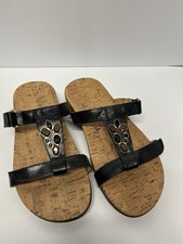 VIONIC Viviana Cork Style Black Snakeskin Comfort Sandals Size 9 Wide
