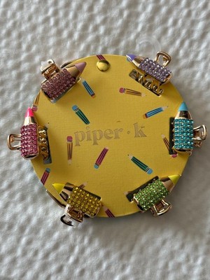 NWT Piper K Colored Pencil Gold Bling Small Claw Hair Clips Set 6 Back 2 School 