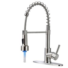 LED Kitchen Faucets with Pull Down Sprayer, Brushed Nickel Modern Single Hand...