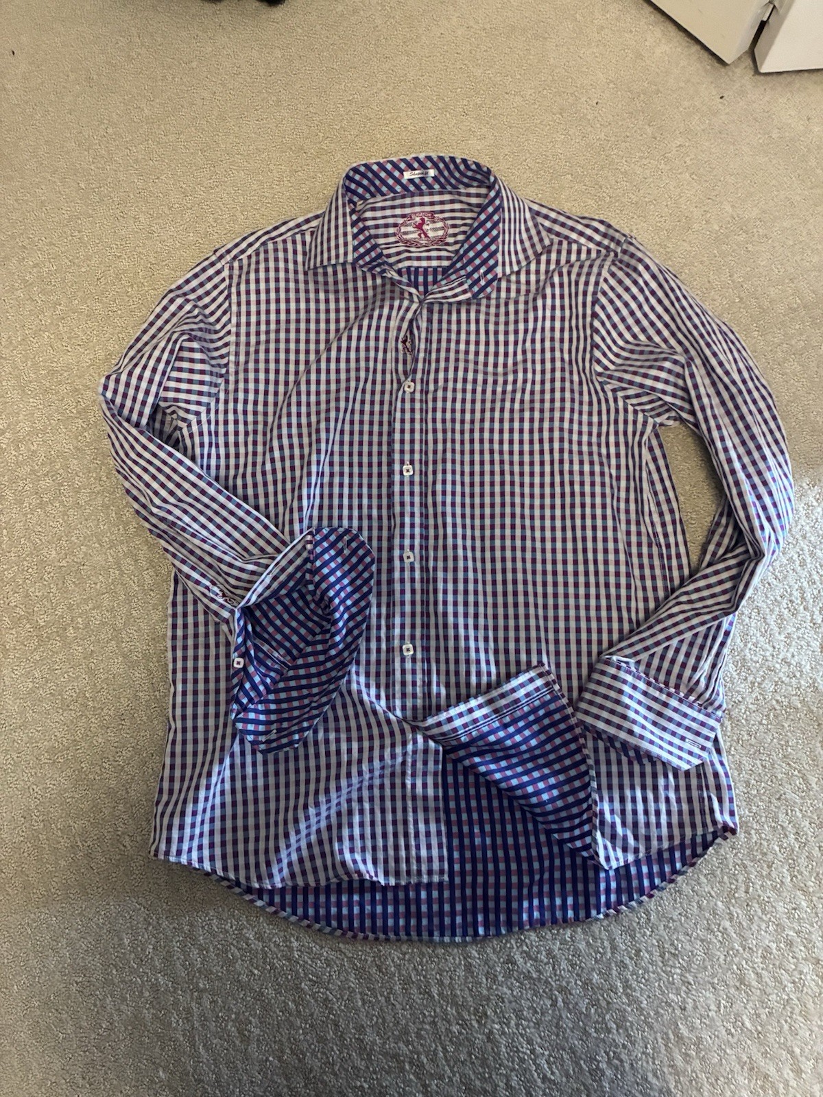 Bugatchi Long Sleeve Blue/Red Patterned Shirt Men… - image 2