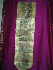 CHINA, LONG YELLOW SILK TABLE RUNNER, NEW, 85...