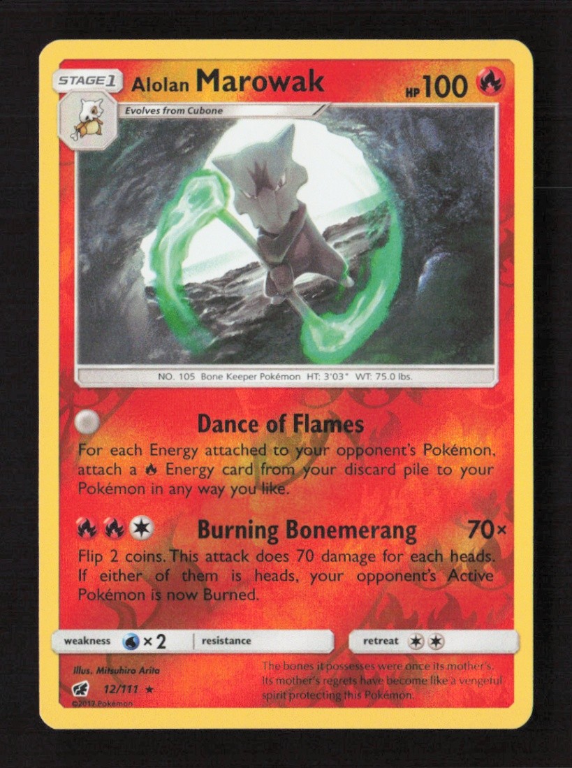 Alolan Marowak Rare Reverse Holo SM - Crimson Invasion 12/111 LP Pokémon TCG