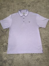 Callaway Men's Purple Striped Short Sleeve Collared Polo Shirt Size L Regular