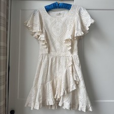 Love shack fancy cream lace ruffle mini dress size 0 Would fit XS/S