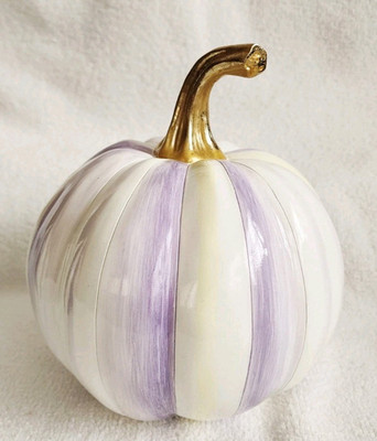 Mackenzie Childs Purple Stripe Small 8'' Pumpkin  New