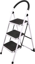 AMBARS Portable 3 Step Ladder Lightweight Folding Step Stool Anti Slip Tread