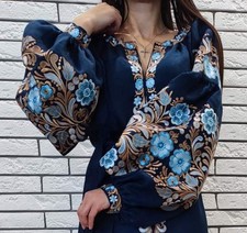 Woman Vyshyvanka Ukrainian embroidery embroidered blouse 100 Linnen Hand Made