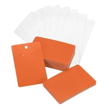 100 Pcs Earring Display Cards with Packaging (Orange, 3.5 x 2.4 Inches)