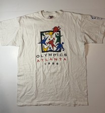 Vintage Atlanta 1996 Olympics TShirt Size XL White Oneita USA Made Single Stitch