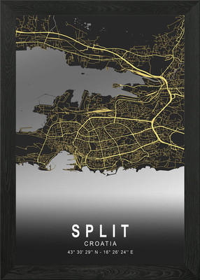 Split Silber Stadtplan Gerahmtes Wandbild Poster Leinwanddruck Bild