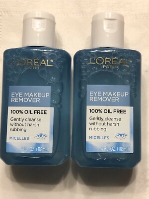 LOT OF 2 LOREAL EYE MAKEUP REMOVER 4.0oz EACH OIL FREE MICELLES