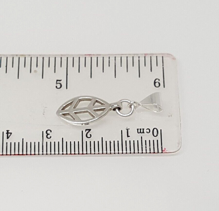 Gorgeous Solid Openwork Leaf Pendant 925 solid si… - image 19