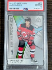 2019/20 Jack Hughes SP Game Used True Rookie RC /86 PSA 10