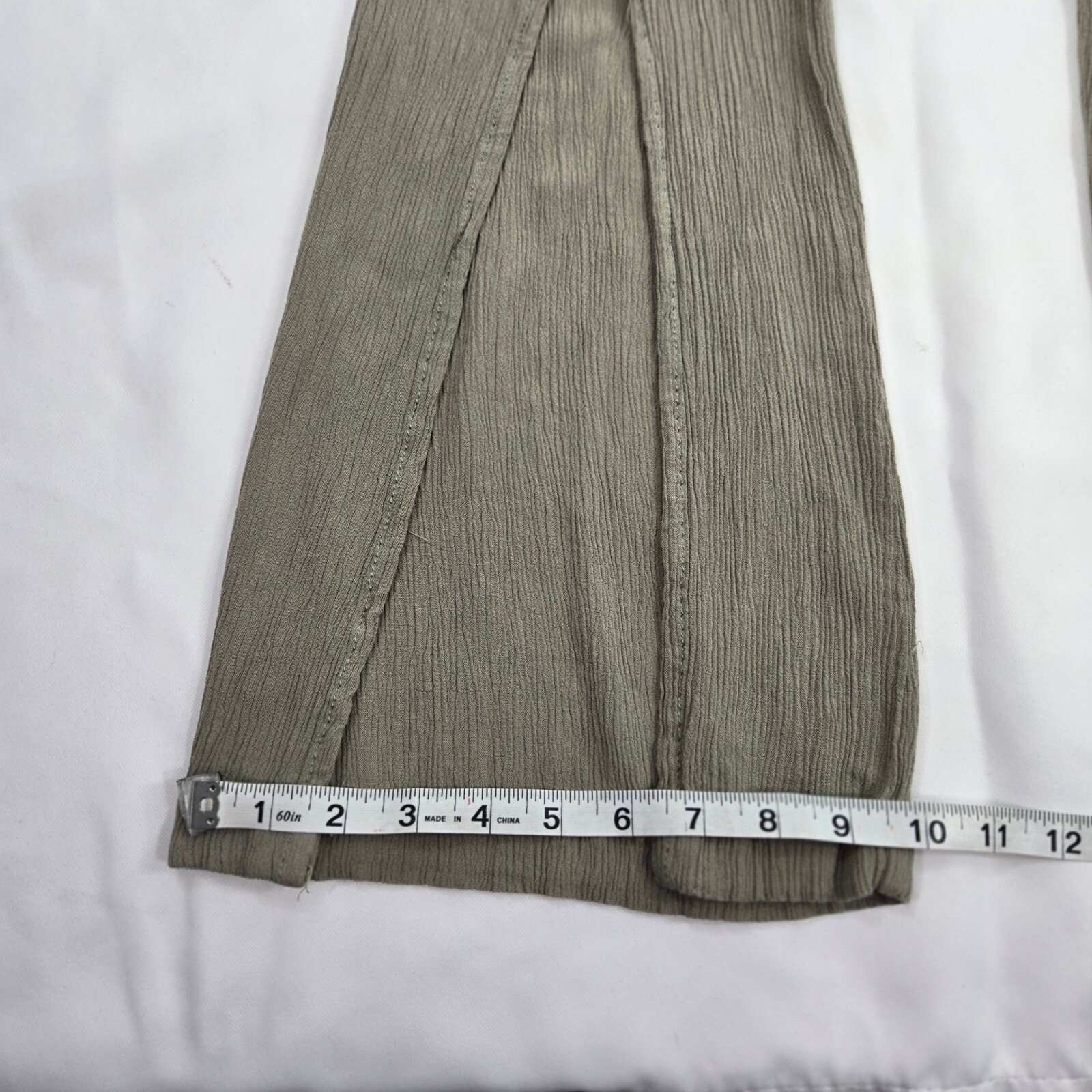 Rewash Gauze Pants Split Leg Wide Leg Flowy Comfy Casual Olive Green L Boho Chic