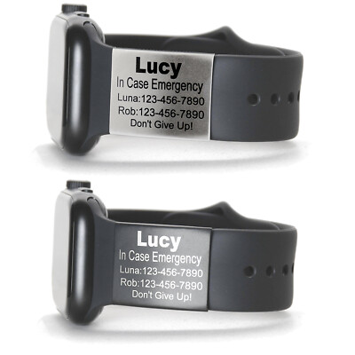 Alert ID Tag for Watch Band Smartwatch Safety Plate Medical Tag Laser  Engraved