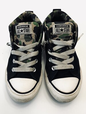 Youth Converse All Star BLACK/Green Camo Ankle Lace up Sneaker Shoes Unisex  Sz