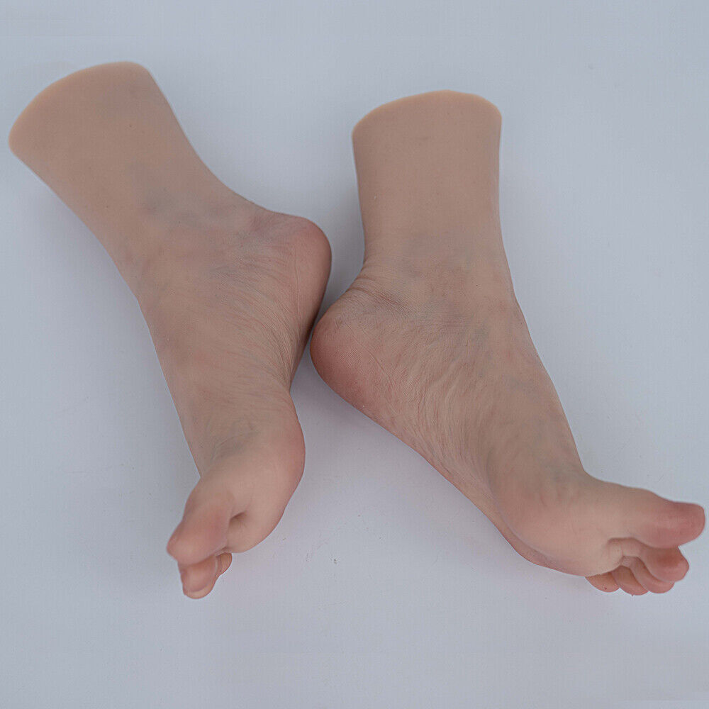 A Pair Platinum Silicone Feet Foot Arch Positioned Realistic Limited Edition