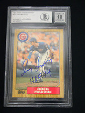 GREG MADDUX 1987 TOPPS TRADED TIFFANY 70T RC SIGNED INSCRIBED HOF 14 BAS 10 AUTO
