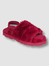  40 INC International Concepts Women Red Faux-Fur Slipper Shoe Sz US M 8-9 