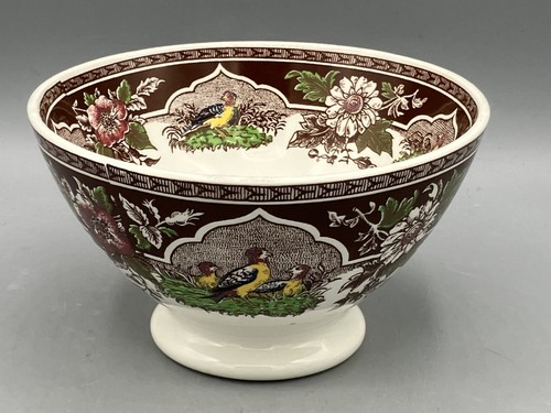 Cuenco pedestal vintage PV Portieux Vallerysthal Francia faisán pájaro - Imagen 14 de 14
