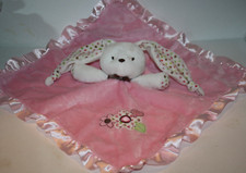 Carters White Bunny Security Blanket Pink Rattle Polka Dot Knotted Ears Lovey 2