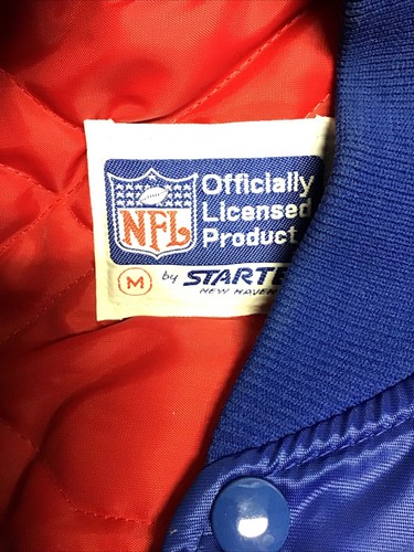 Vintage New York Giants NFL Starter Satin Bomber Jacket Red Quilt Lined Size M - Picture 5 of 11