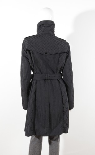 Women's Burberry London Polyester Black Belted Quilted Coat Size L - Picture 3 of 19