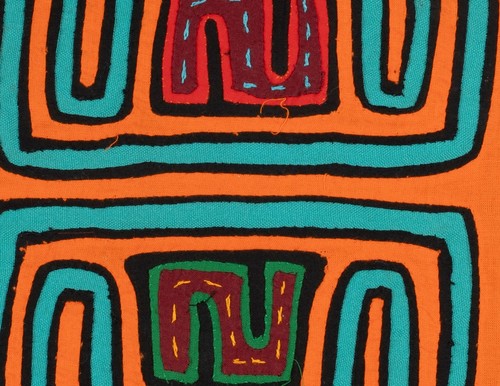 Orange And Turquoise Classic Design Mola - Picture 4 of 10