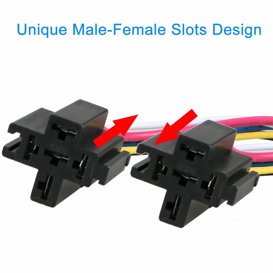 5 Pack 12V 30/40 Amp 5-Pin SPDT Automotive Relay with Wires & Harness Socket Set - Image 3 of 4
