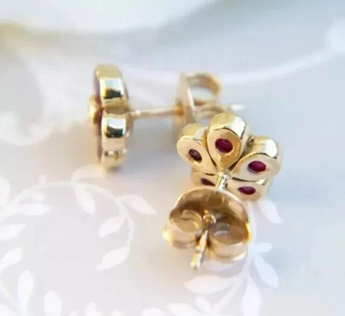 14k Yellow Gold Plated Round Cut Diamond Lab-Created 2CT Women's Stud Earring - Picture 2 of 5