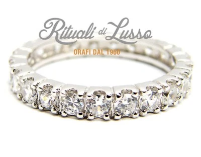 Anello veretta eternity argento 925 zirconi 3mm brillante rodiato annallergico