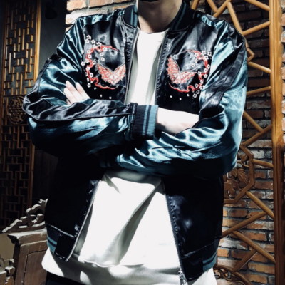 Mens Souvenir Jacket Sukajan Japanese Pattern Embroidery