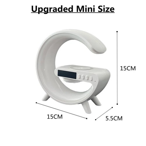 caricatore wireless 3 in 1 con Luce Multicolore E Altoparlante. colore Bianco - Zdjęcie 4 z 5