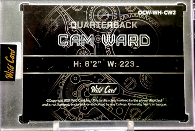 2025 Wild Card QB1 Cam Ward 8/8 White Oil Spill/Purple Watch Face