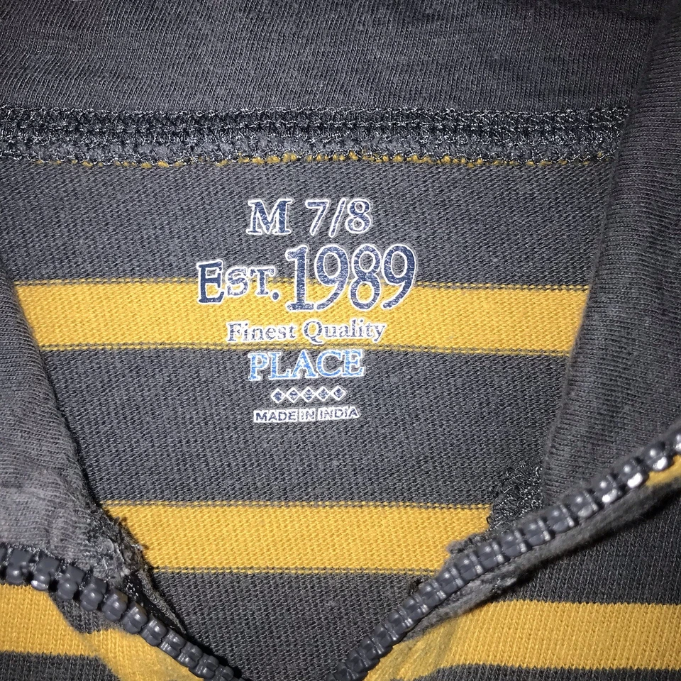 Children’s Place Quarter Zip Long Sleeve Shirt Size 7-8 Gray and Yellow - Image 4 of 4